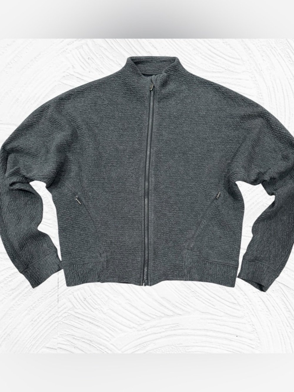 Lululemon Sz 6 Easy Going Full Zip Textured‎ Heathered Black  Hip Moto Jacket